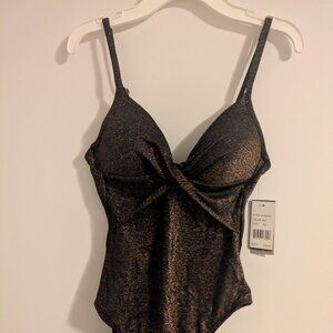 One piece metallic swim suit
